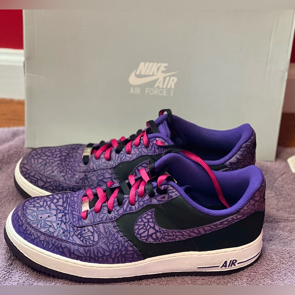 Nike Air Force 1 Purple Elephant Print Size 13 Men’s